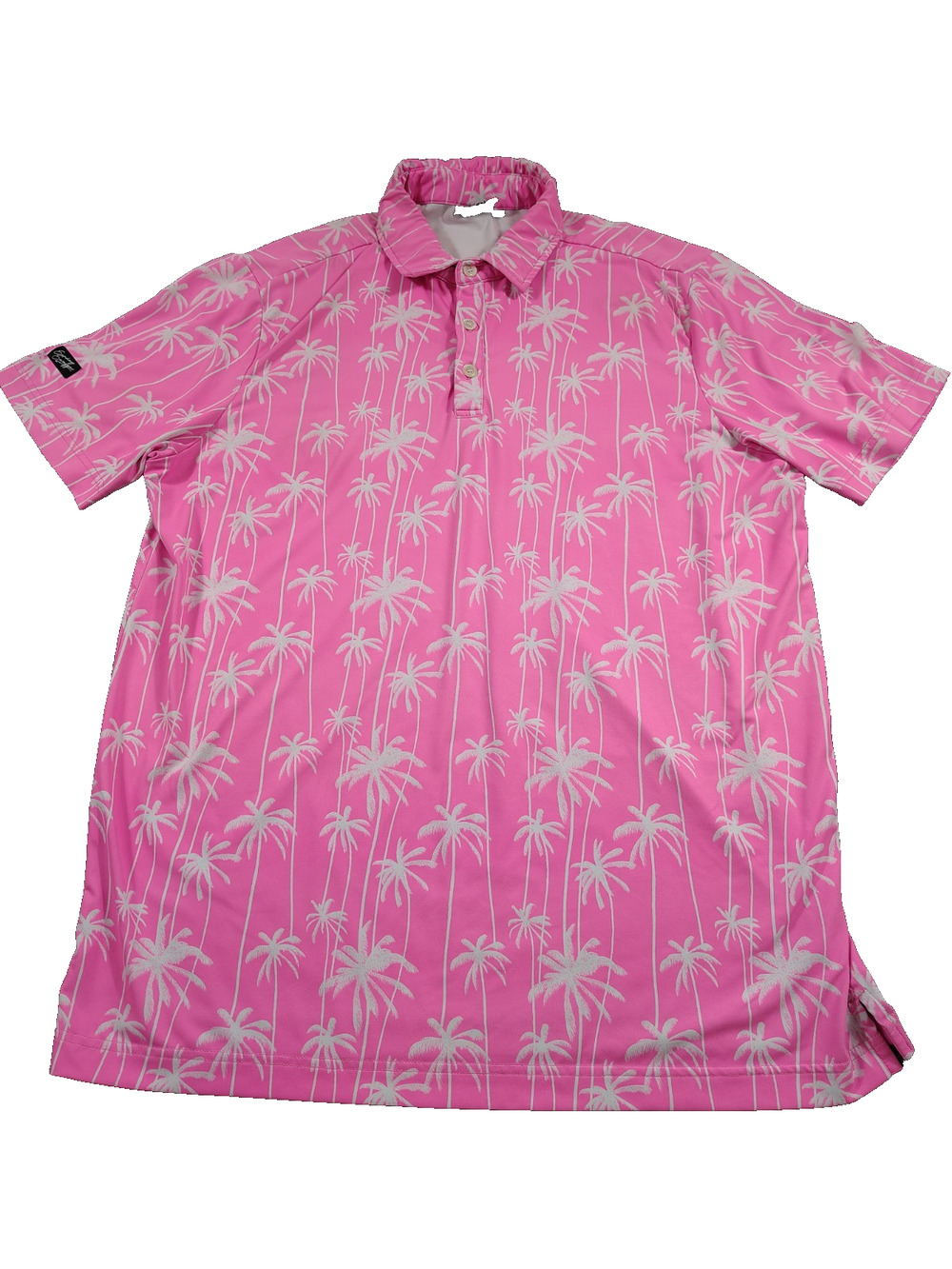 Sunday Swagger Polo Shirt Mens Large Pink Palm Tree Tropical Golf Short Sleeve